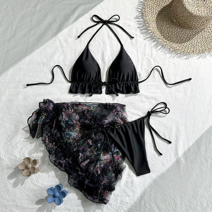 Women's Mesh Halter Swimwear Bikini Ruffle Triangle - Additional View 10