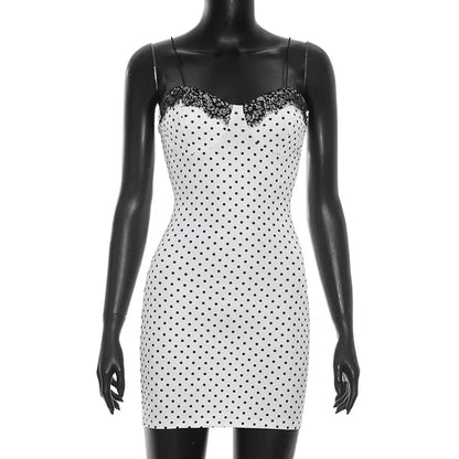 Women's Polka Dot Lace Sleeveless Mini Dress