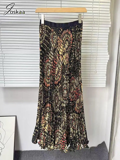 Joskaa Floral Print Pleated High Waist Flare Skirt - skirt image 4