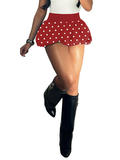Women's Polka Dot High Waist Mini Pleated Skirt