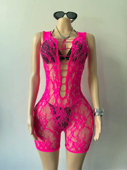 Joskaa Rhinestone Ribbed Knit Bodycon Swimwear - swimwear image 1