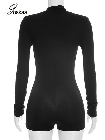 Women's V-neck Long Sleeve Bodycon Romper - Detail View