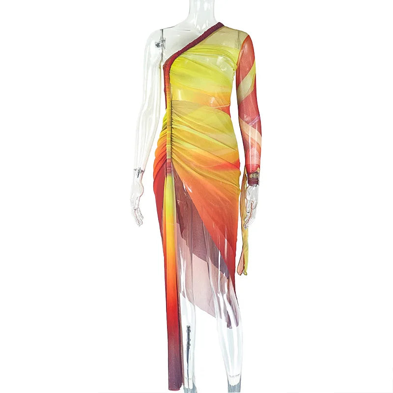 Women's Bodycon Maxi Gradient Irregular Bikini Set