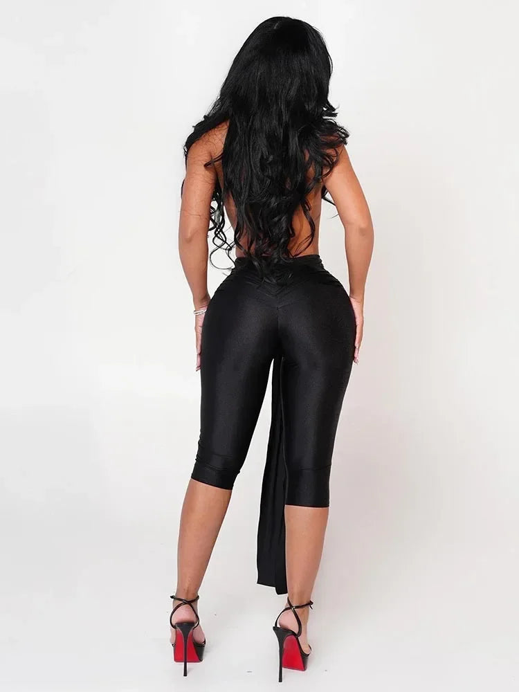 Women's Backless Halter Sleeveless Romper