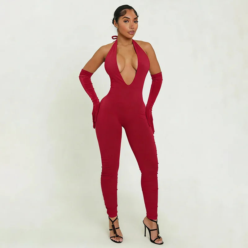 Women's Backless Halter Sleeveless Two Piece Set