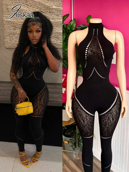 Women's Backless Cutout Halter Bodycon Romper – Women's Fashion Wholesale – Front View