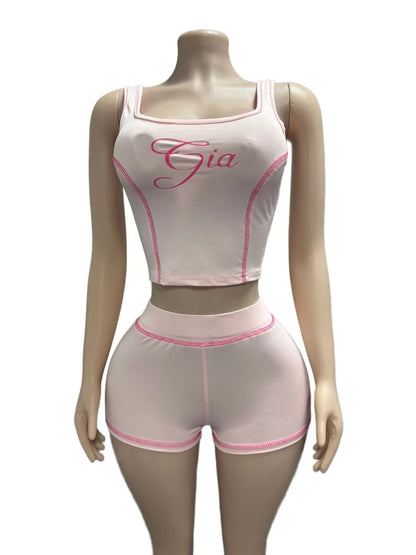 Women's Crop Line Patchwork Sporty Two Piece Set