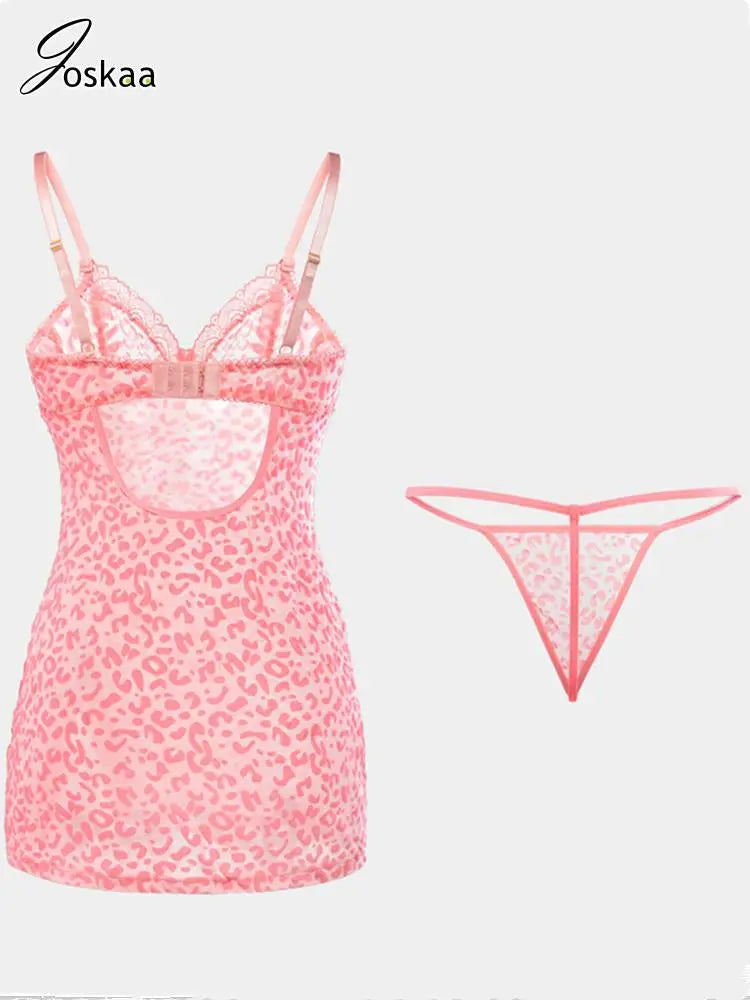 Women's Leopard Print Mesh Two Piece Set Black – Detail View