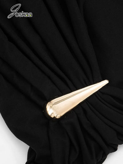 Women's Ruched Short Sleeve Bodycon Mini Dress Black – Detail View