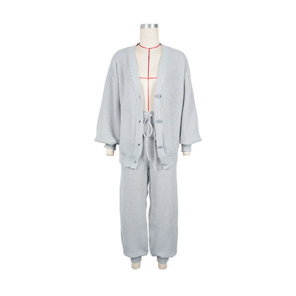 Women's Knit Long Sleeve Ribbed Two Piece Set