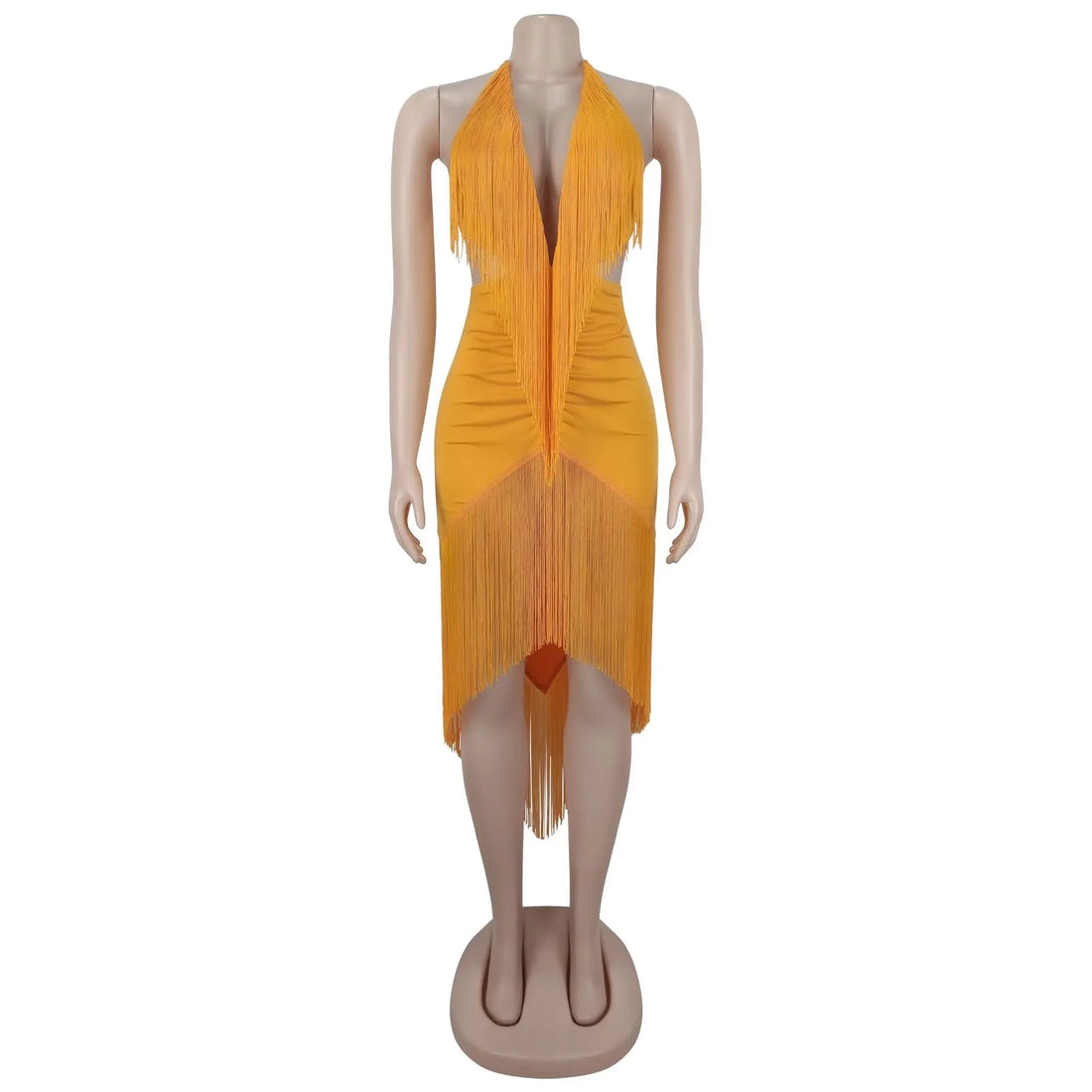 Women's Backless V-neck Halter One Shoulder Bodycon Dress - Additional View 7