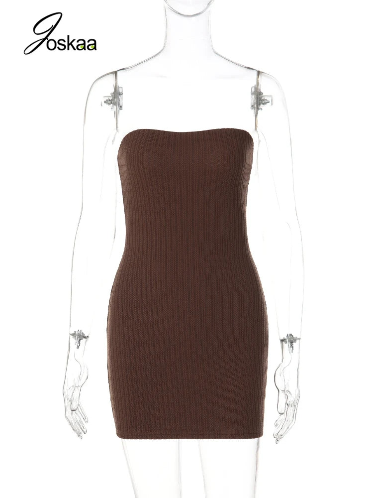 Women's Strapless Classic Solid Color Bodycon Dress 933 – Back View