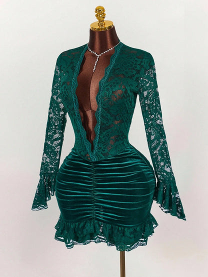 Joskaa Lace Velvet Bodycon Mini Dress - mini dress image 3