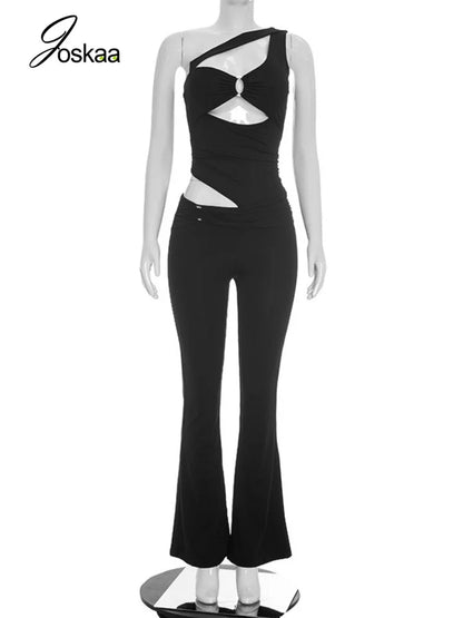 Women's Ruched Backless Cutout Sleeveless Romper Black – Back View