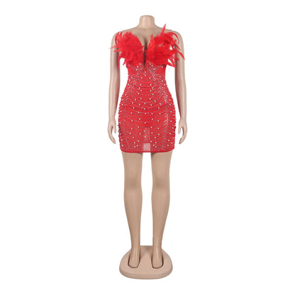 Wholesale Women's Rhinestone Strapless Mini Dress