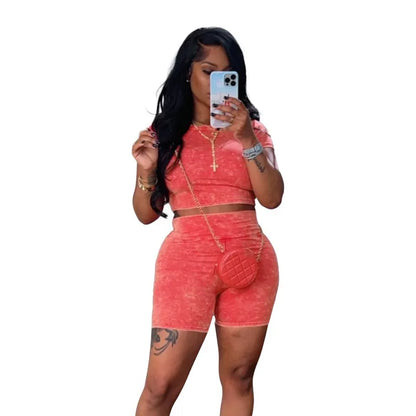Wholesale Women's Short Sleeve Crop Two Piece Set