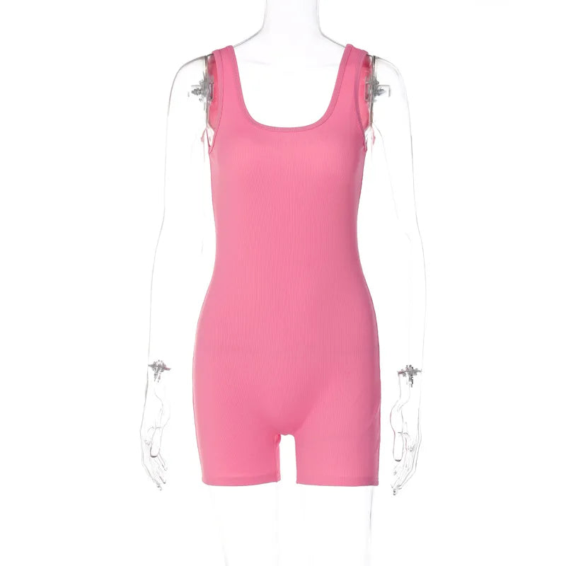 Women's Knit Backless Bodycon Ribbed Romper