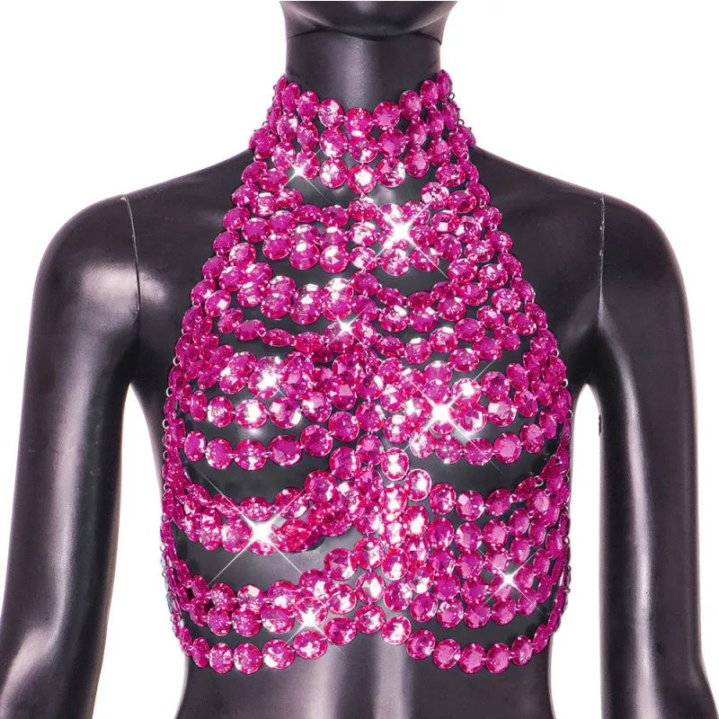 Wholesale Women's Rhinestone Backless Halter Top