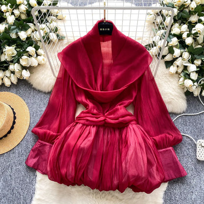 Women's Halter Long Sleeve High Waist Mini Dress