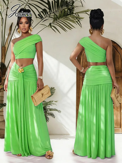 Women's Ruched One Shoulder Two Piece Set - Detail View 2