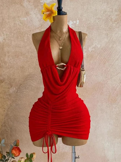 Women's Backless Halter Bodycon Mini Dress