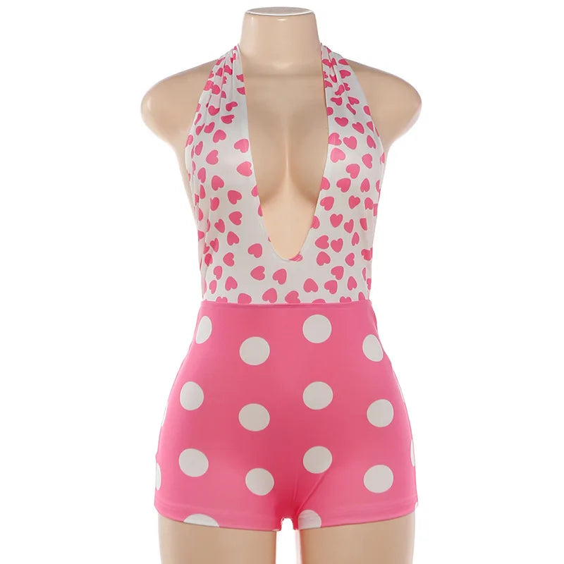 Joskaa Polka Dot Backless Halter Sleeveless Romper - romper image 6