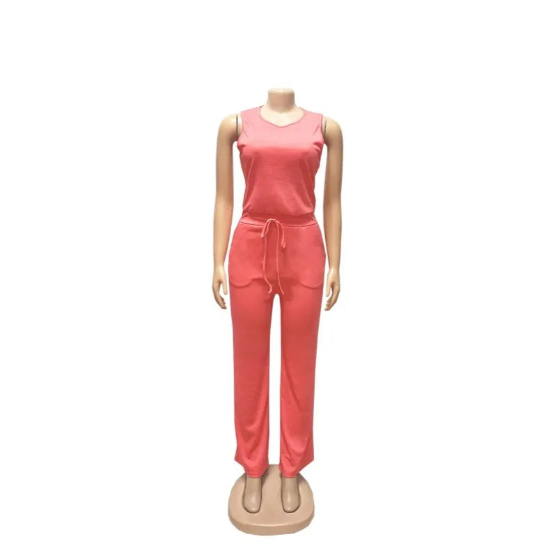 Women's Sleeveless Bodycon Zip Jumpsuit Romper