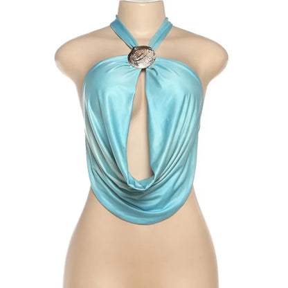 Women's Backless Halter Seashell Camisole Swing Top