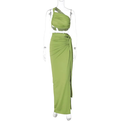 Women's Maxi Pleated Two Piece Bikini Set