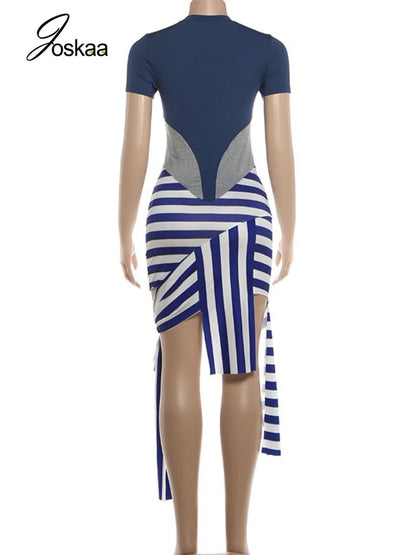 Women's Striped Bodycon Dress - Detail View