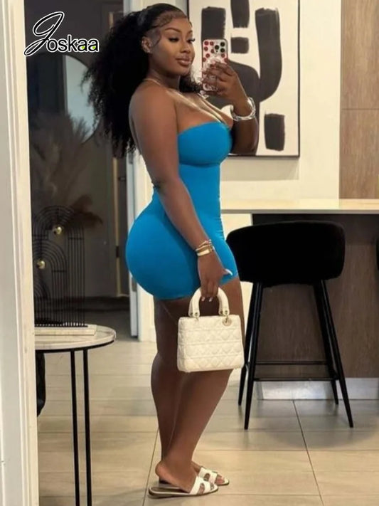 Women's Strapless Sleeveless Bodycon Mini Dress - Front View