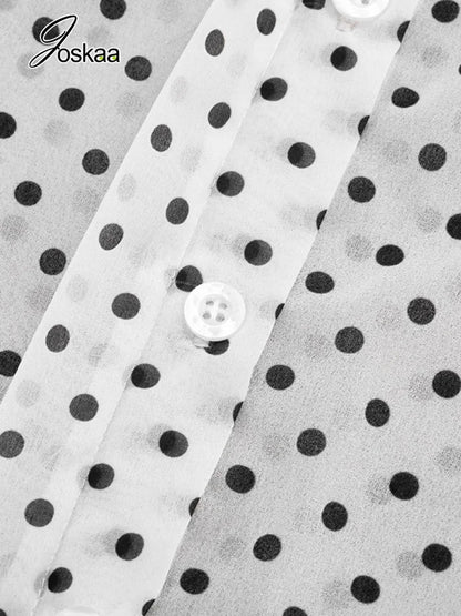 Women's Polka Dot Long Sleeve High Waist Two Piece Set Hipster - Detail View 5