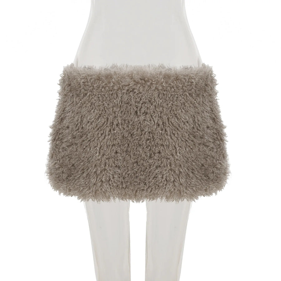 Women's Bodycon Mini Fall Furry A-line Skirt