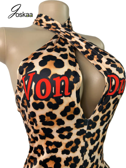 Women's Backless V-neck Halter Sleeveless Romper - Detail View 5