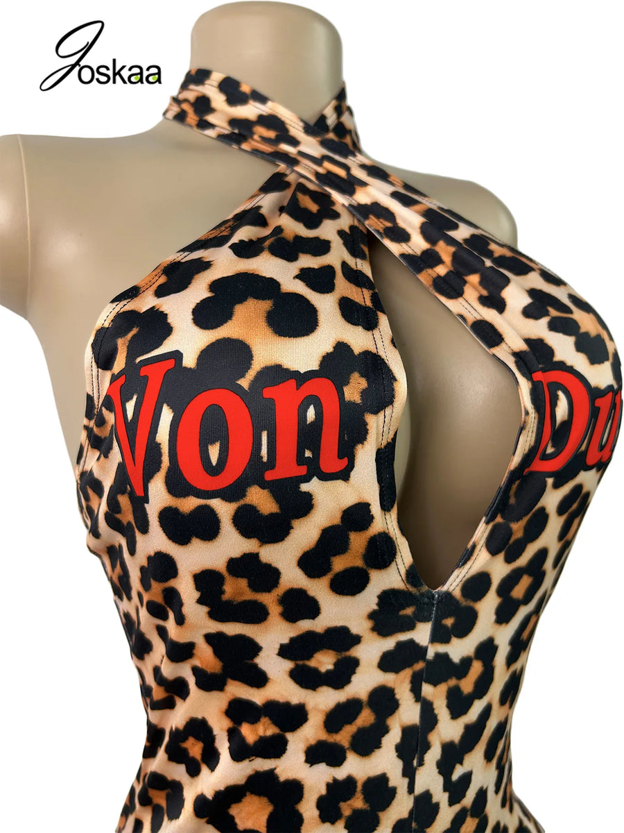 Women's Backless V-neck Halter Sleeveless Romper - Detail View 5