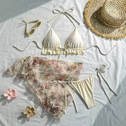 Women's Mesh Halter Swimwear Bikini Ruffle Triangle - Additional View 9
