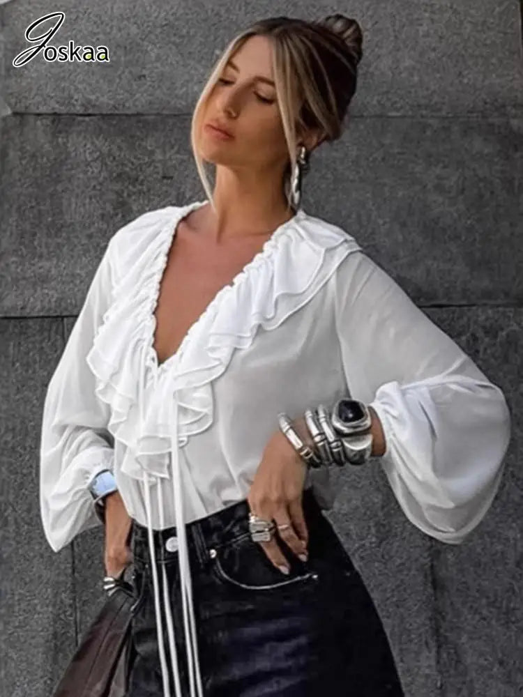 Wholesale Women's White Chiffon Blouse Top White – Side View