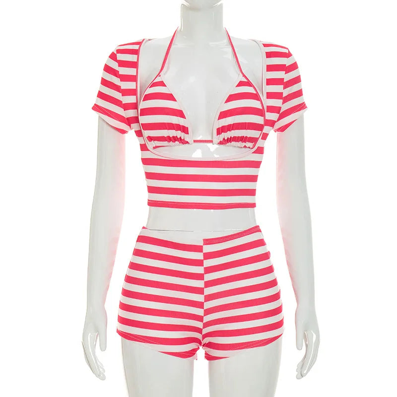 Women's Striped Halter Two Piece Set - Additional View 10