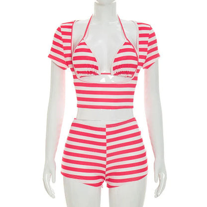 Women's Striped Halter Two Piece Set - Additional View 10