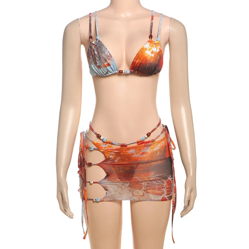 Women's Floral Print Cutout Mini Two Piece Set