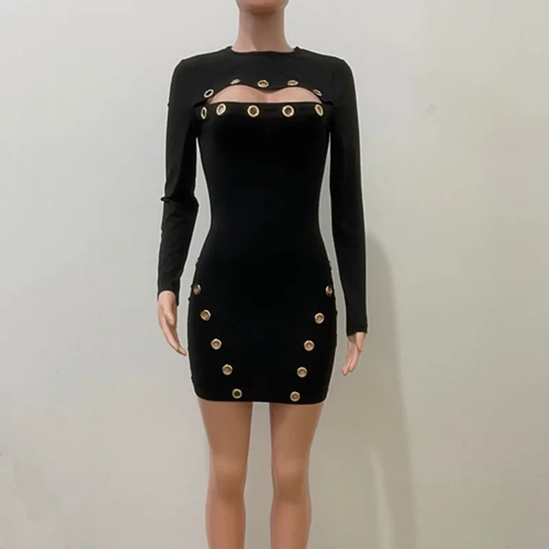 Women's Cutout Long Sleeve Bodycon Mini Dress