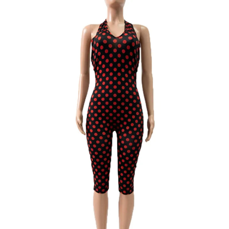 Joskaa Polka Dot Backless Halter Sleeveless Romper - romper image 5