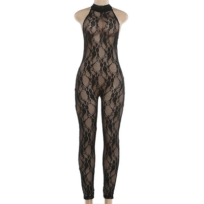Joskaa Lace Backless Halter Sleeveless Romper - romper image 7