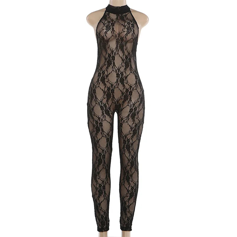 Joskaa Lace Backless Halter Sleeveless Romper - romper image 7
