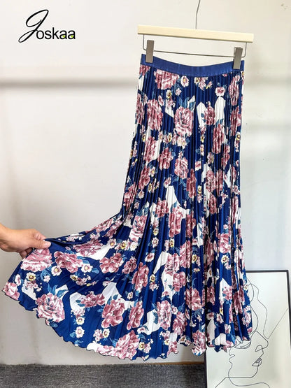 Women's Floral Print High Waist Maxi Dress - Model Wearing Style