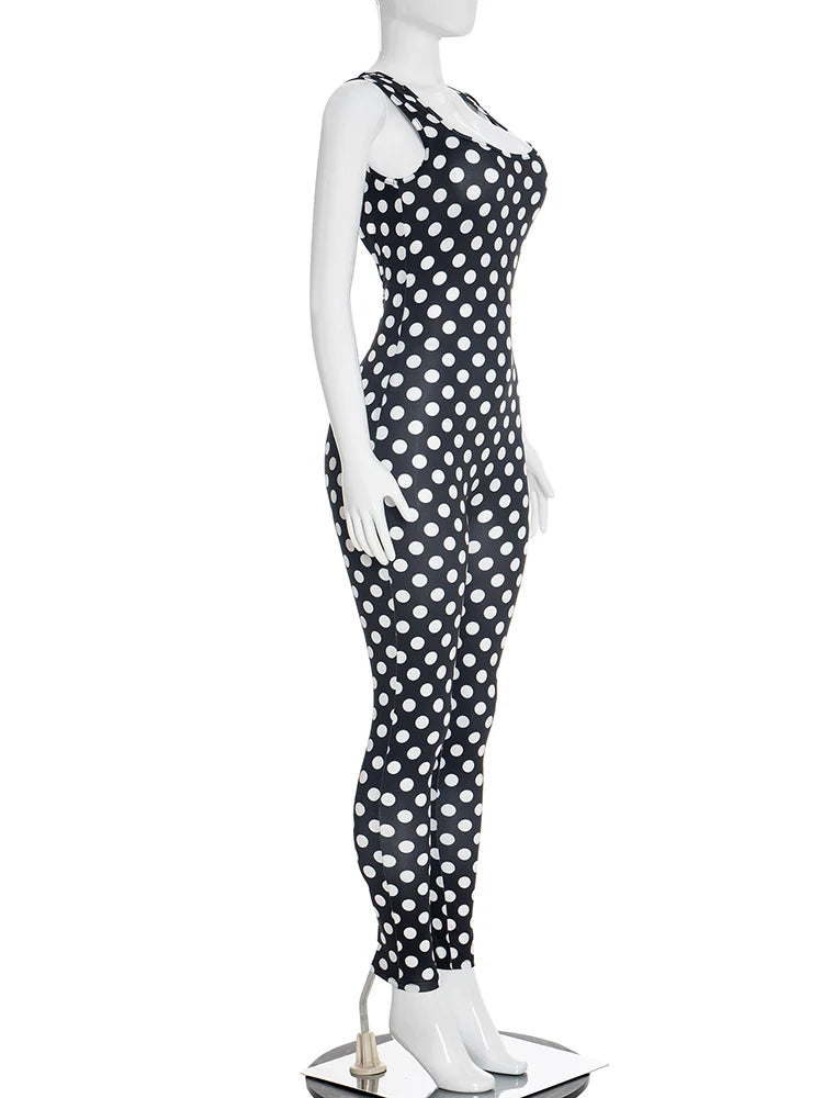 Joskaa Polka Dot Backless Sleeveless Bodycon Romper - romper image 3