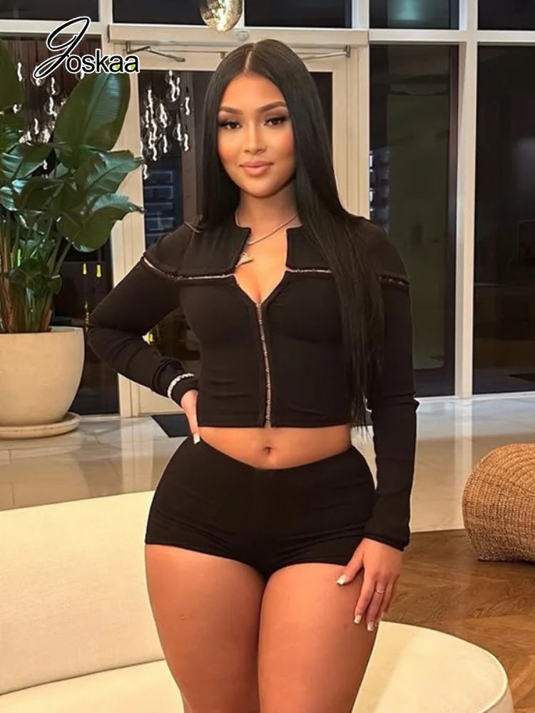 Women's Cutout Long Sleeve Two Piece Set - Front View