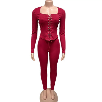 Joskaa Lace Long Sleeve Two Piece Set - two piece set image 5