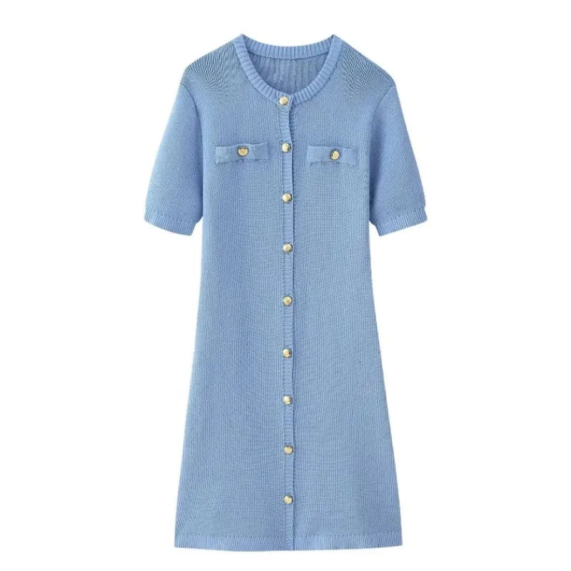 Women's Knit Short Sleeve Ribbed Bodycon Dress