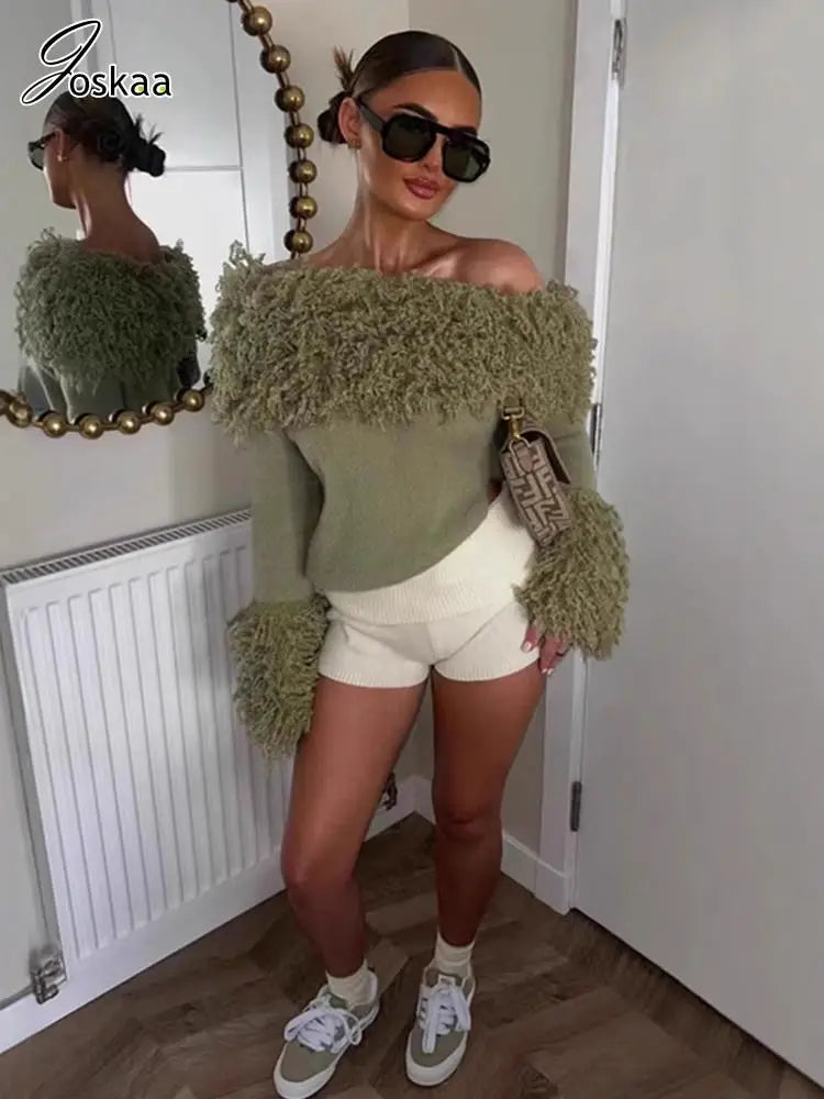 Wholesale Women's Knit Ribbed Hooded Top Green – Back View